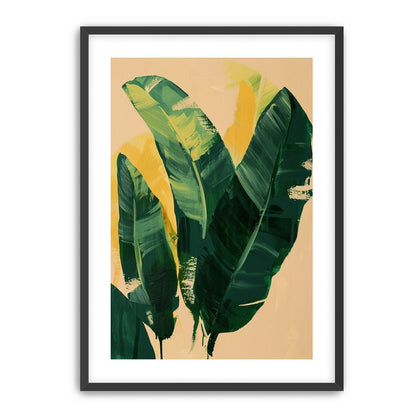 Green leaves in warm haze