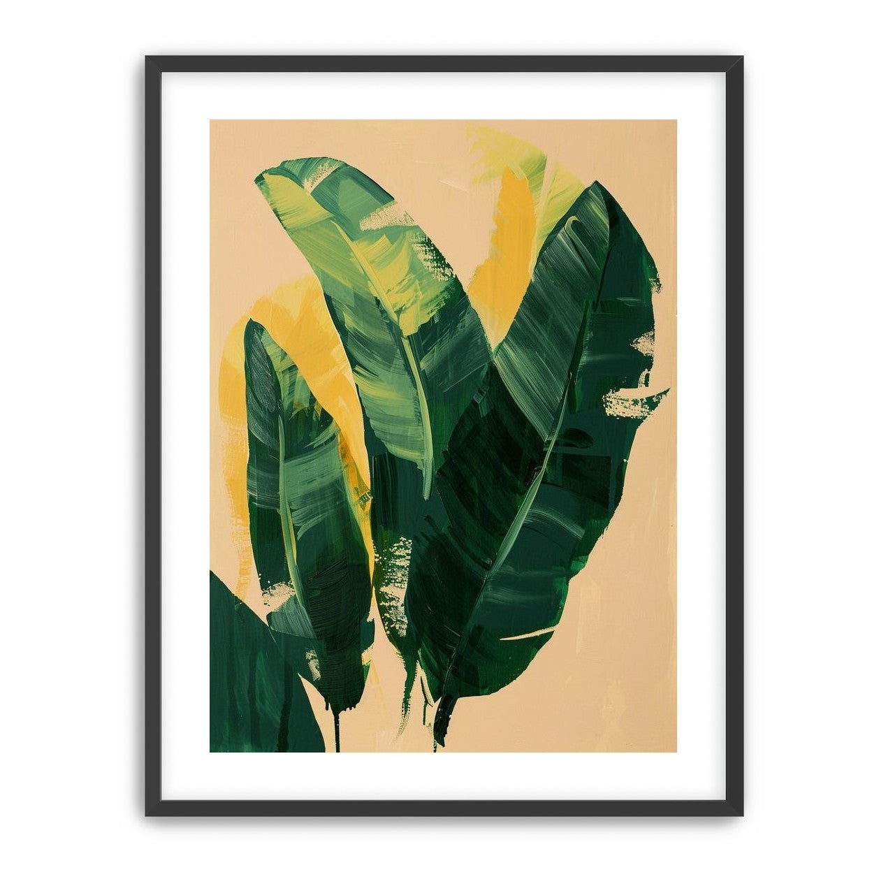 Green leaves in warm haze