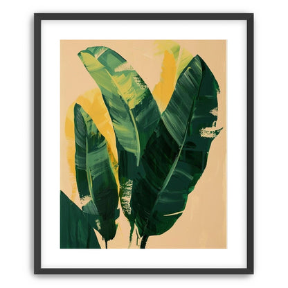 Green leaves in warm haze