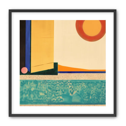 Red sun over turquoise water