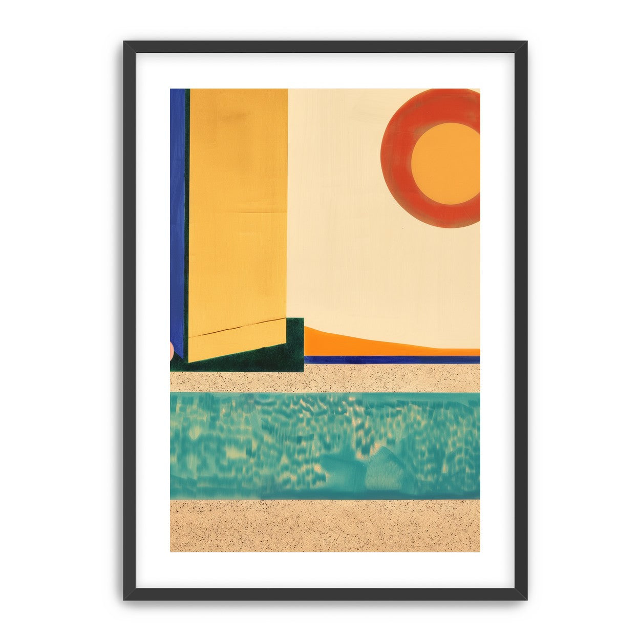 Red sun over turquoise water