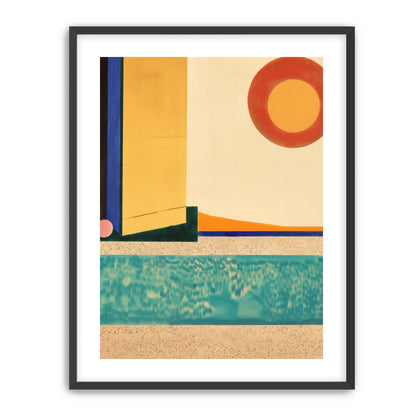 Red sun over turquoise water