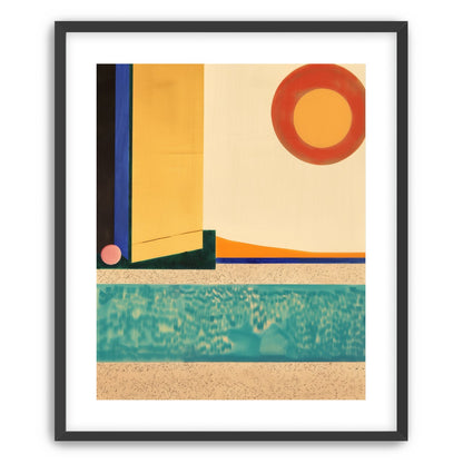 Red sun over turquoise water