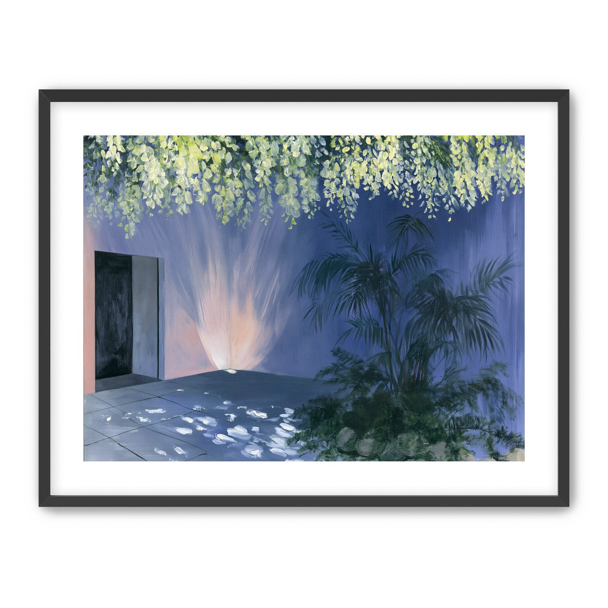Light beneath hanging blossoms