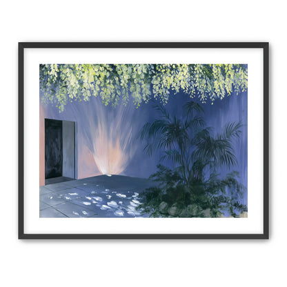 Light beneath hanging blossoms