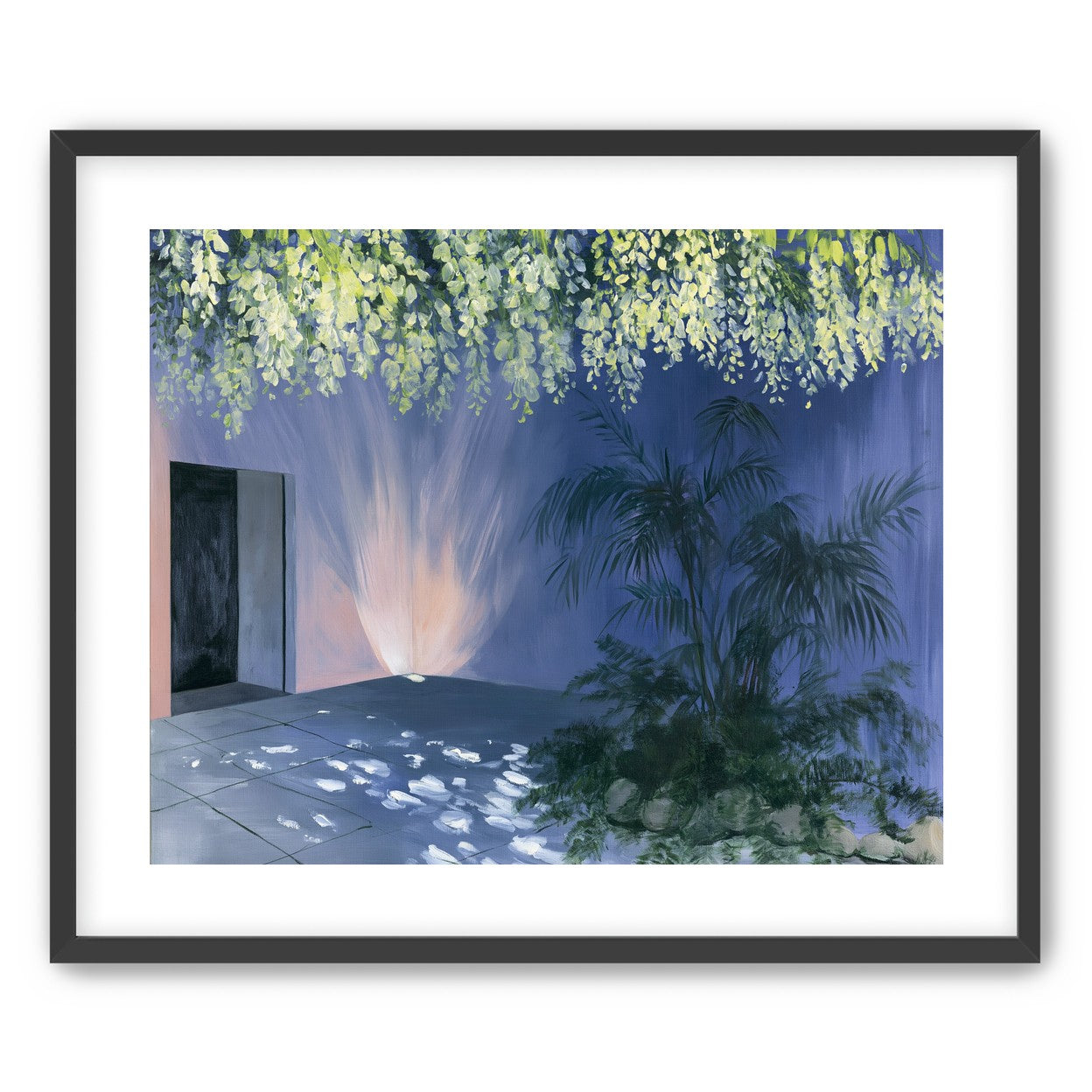 Light beneath hanging blossoms