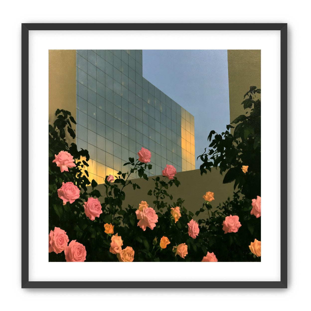 Roses against the glass wall
