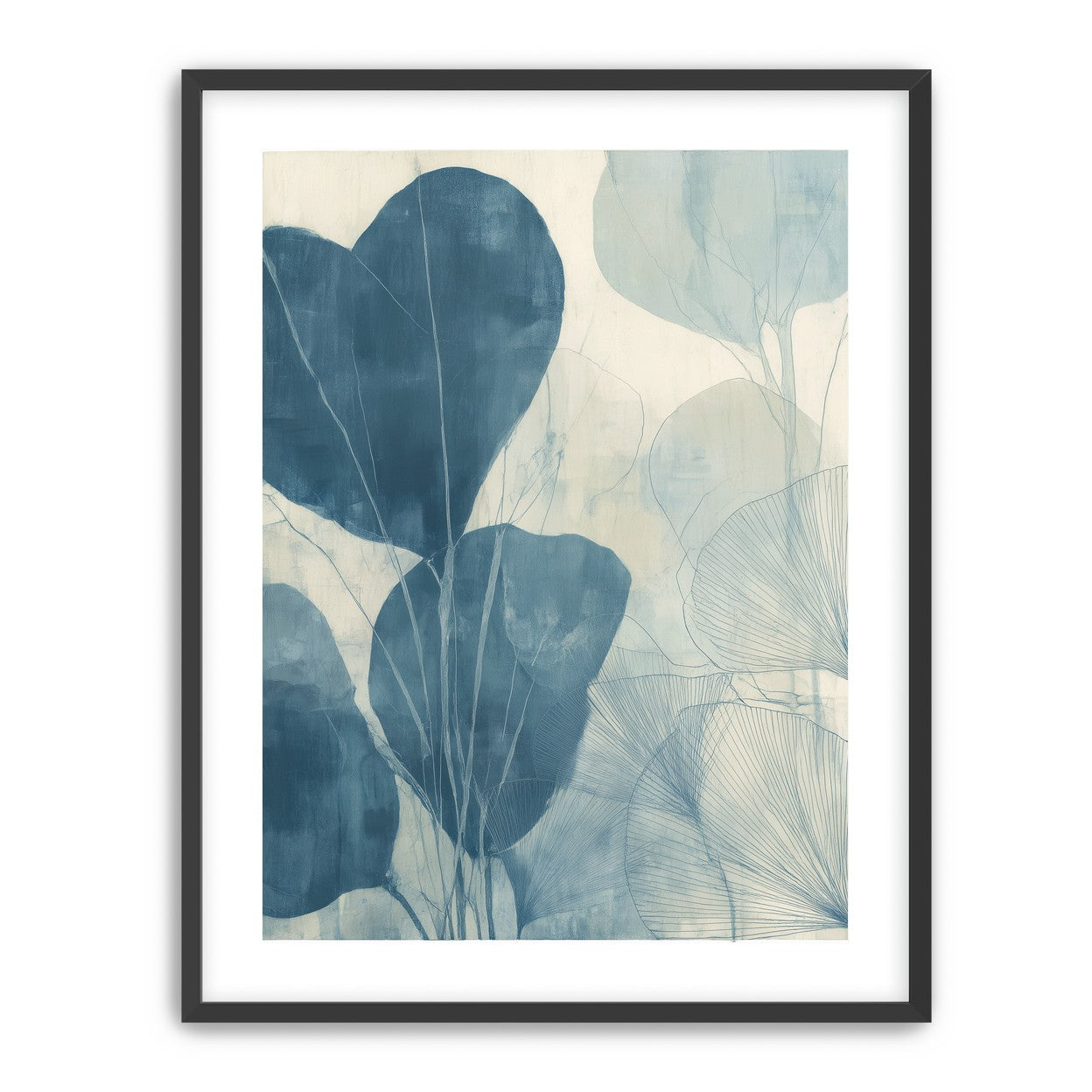 Leaves among pale blue space