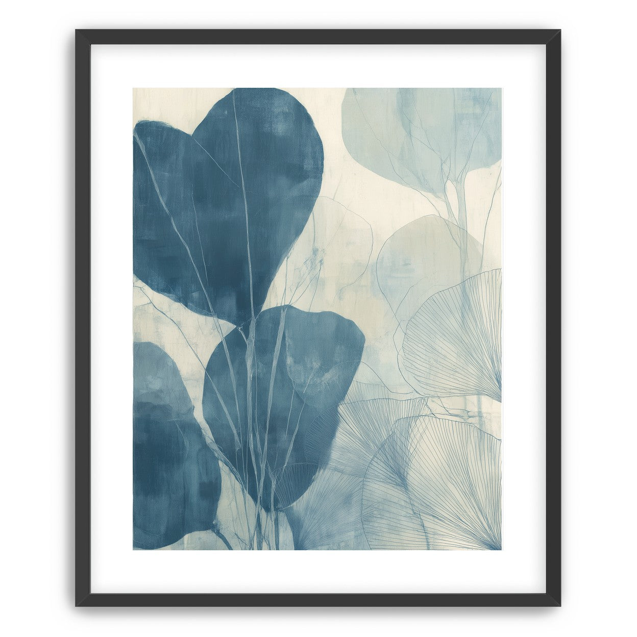 Leaves among pale blue space