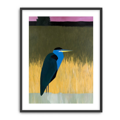 Blue bird in yellow grass