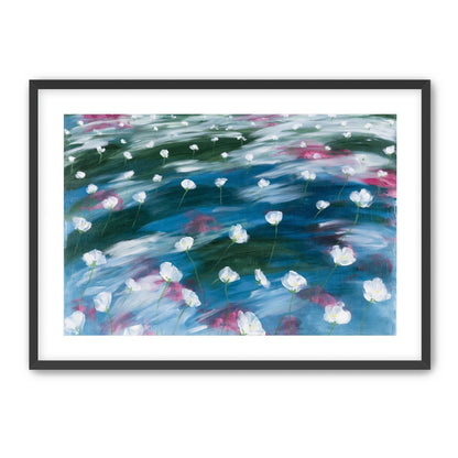 White flowers in windblown hills