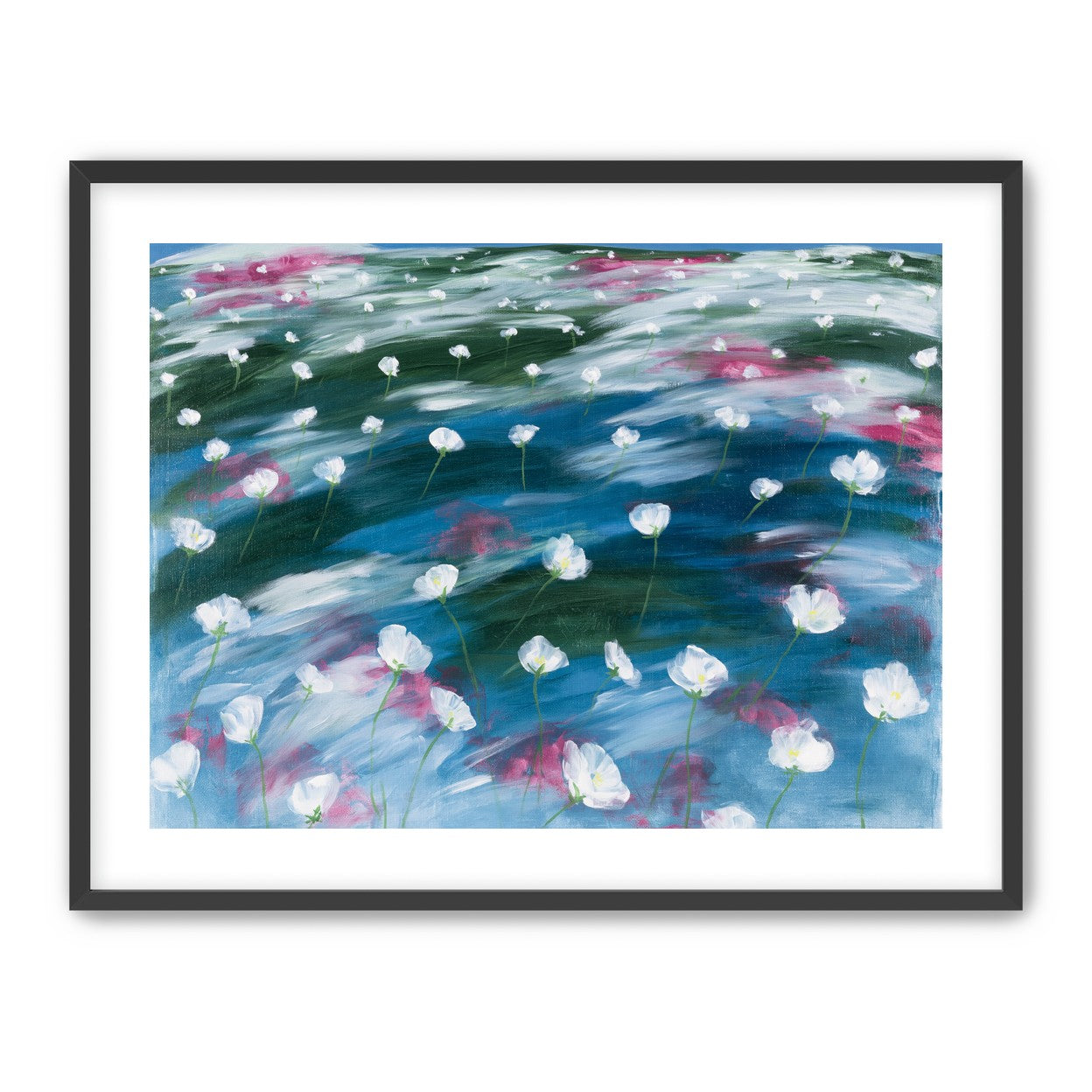 White flowers in windblown hills