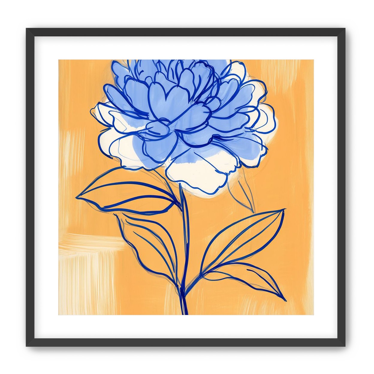 Blue Flower on Orange Field