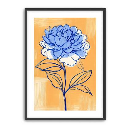 Blue Flower on Orange Field