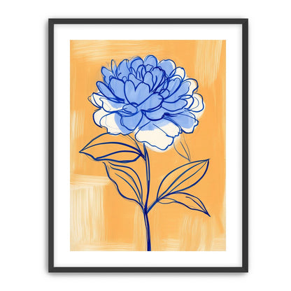 Blue Flower on Orange Field