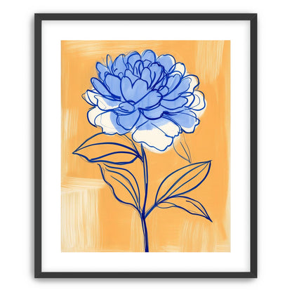 Blue Flower on Orange Field