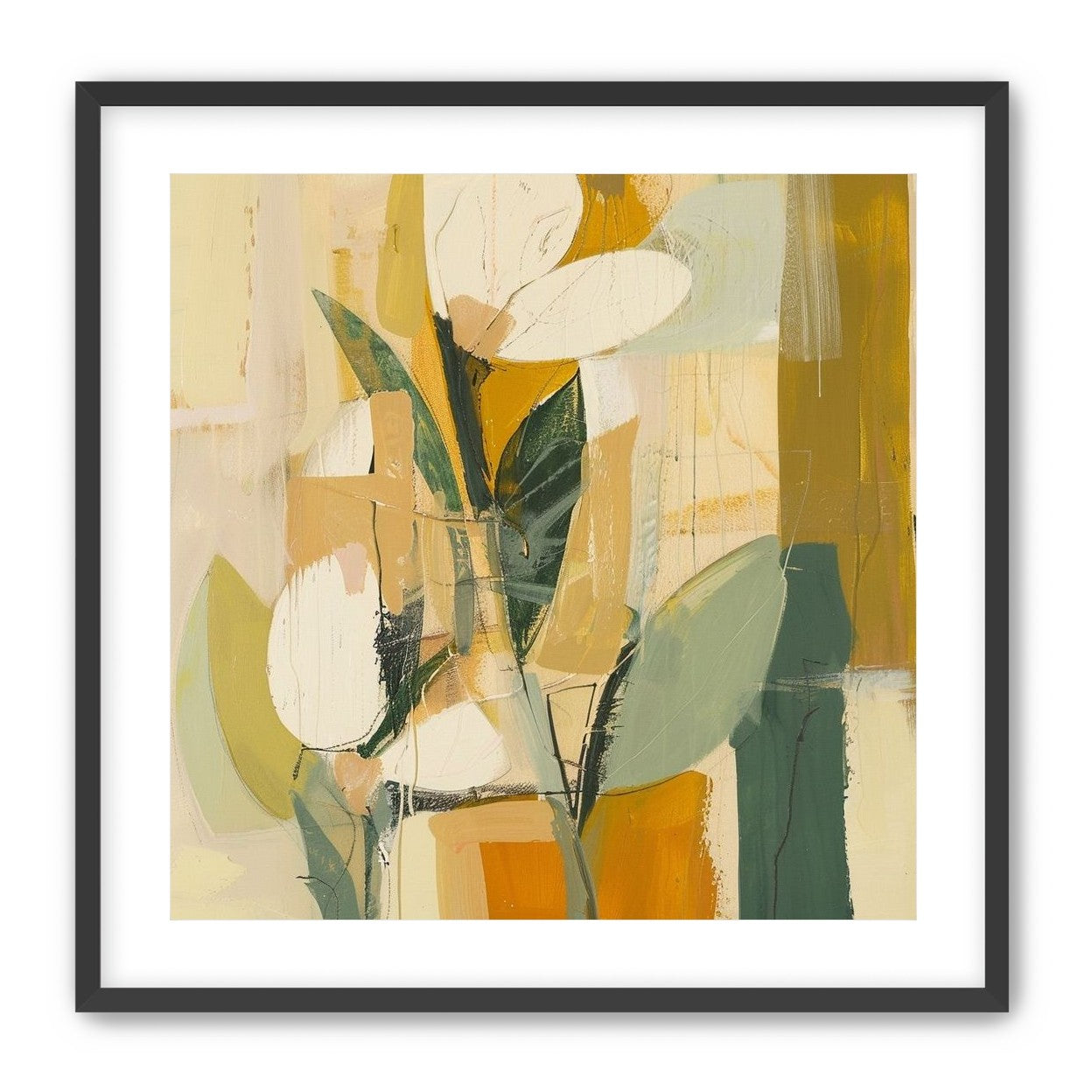 White forms within ochre blocks