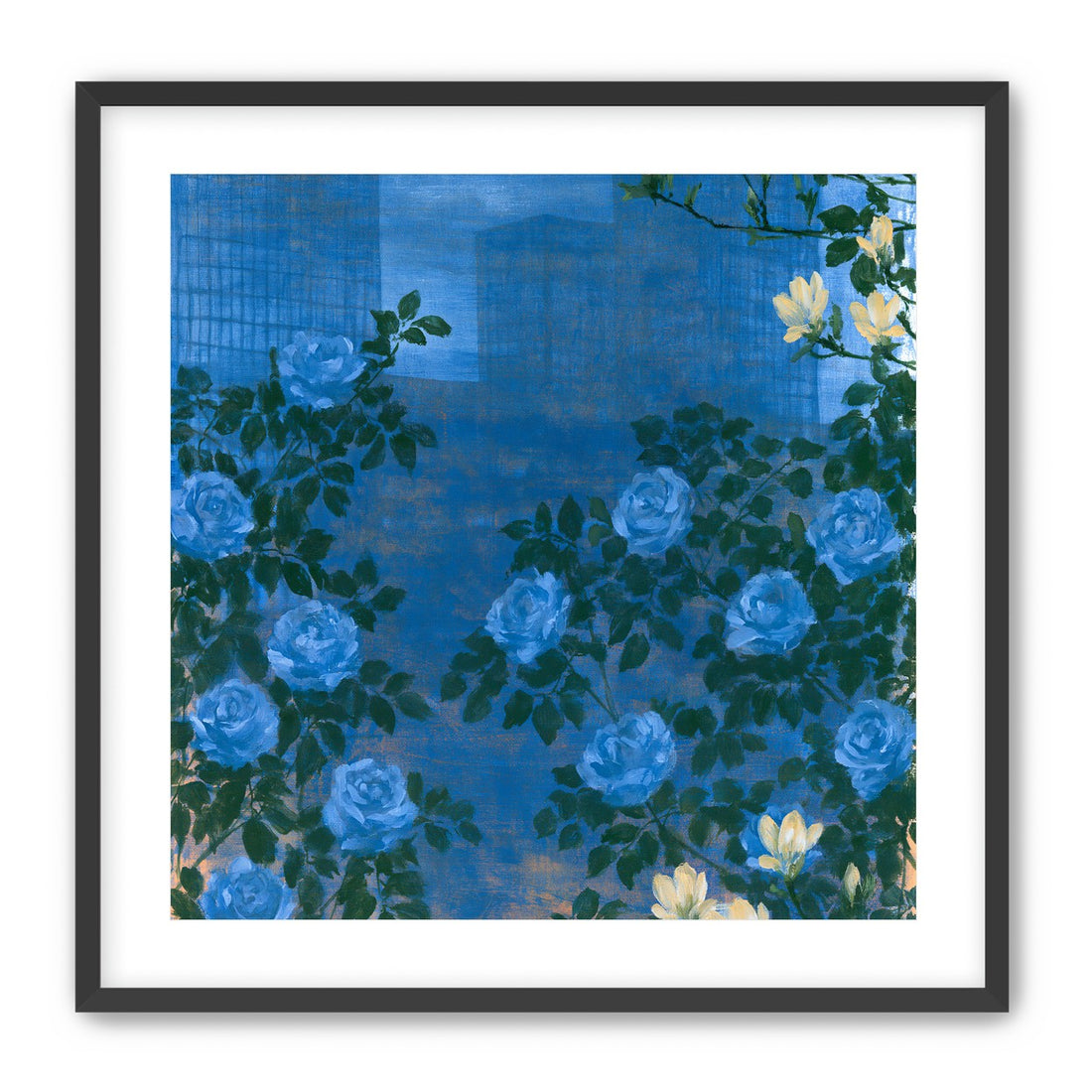 Roses against the blue towers