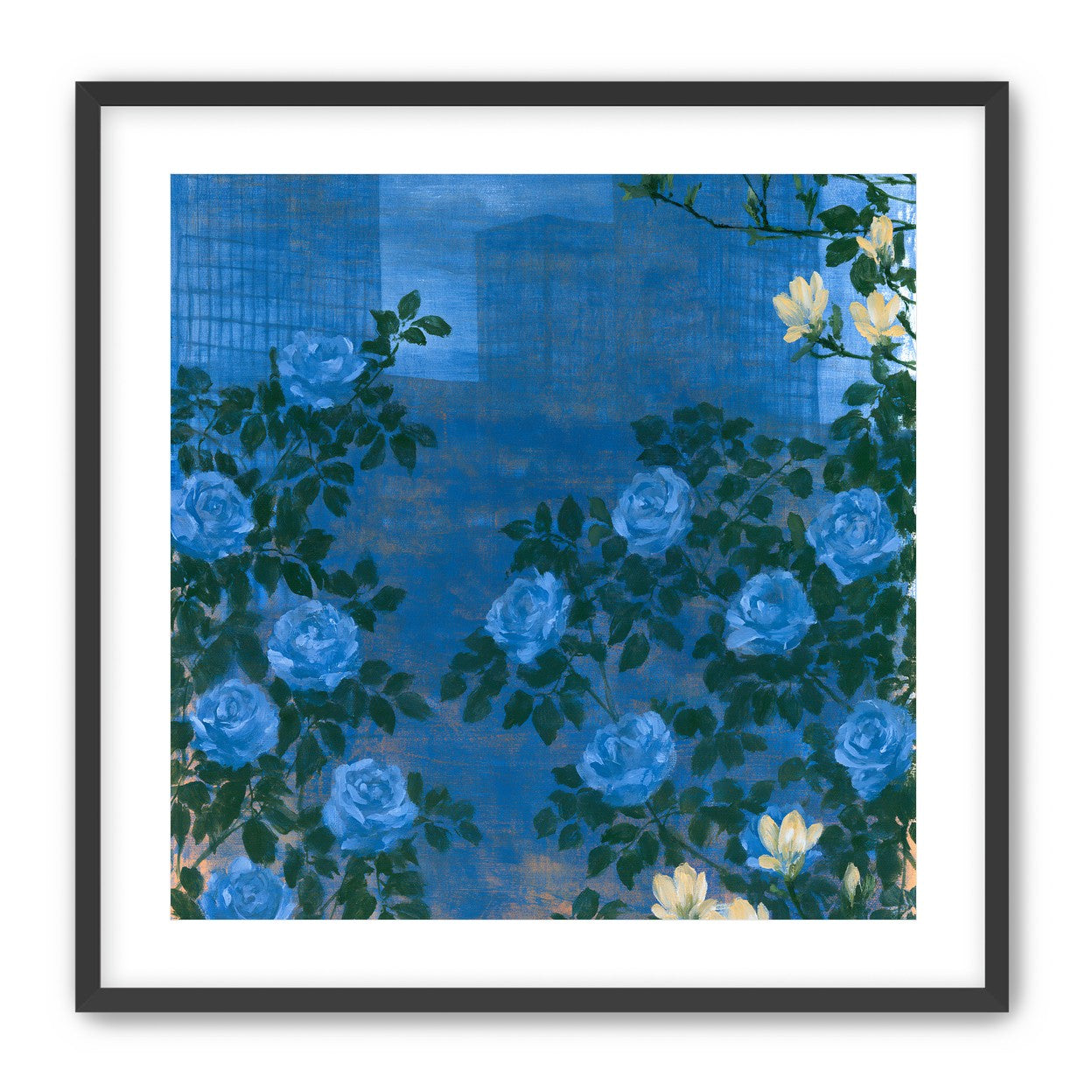 Roses against the blue towers