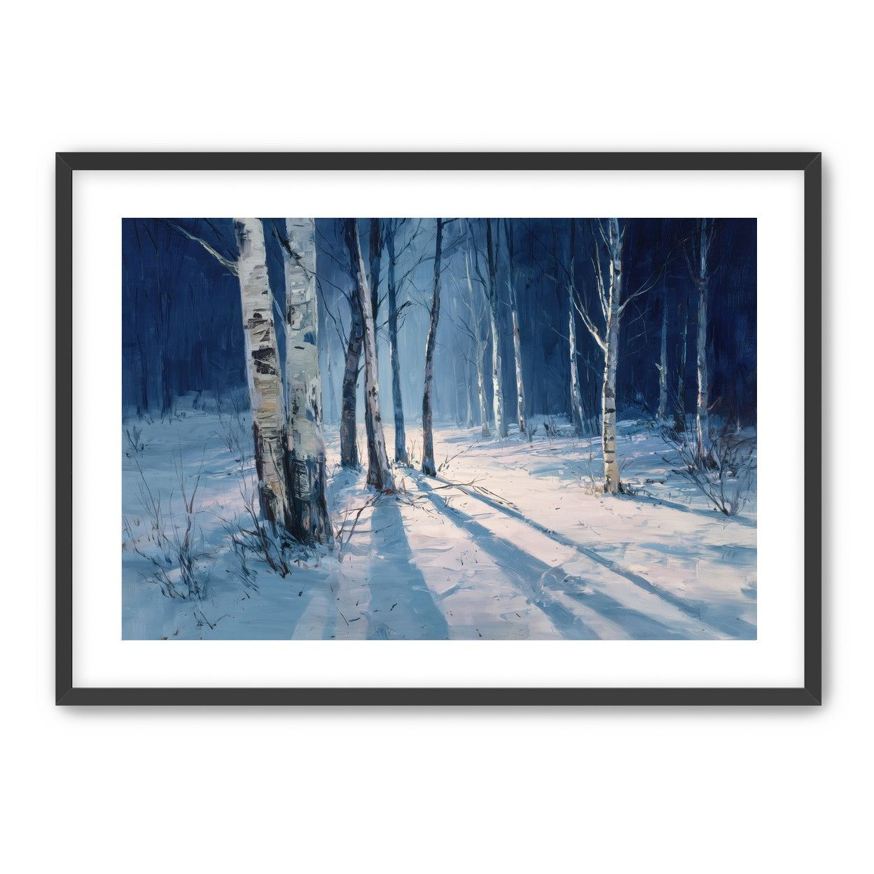 Snow Shadows Between Trunks