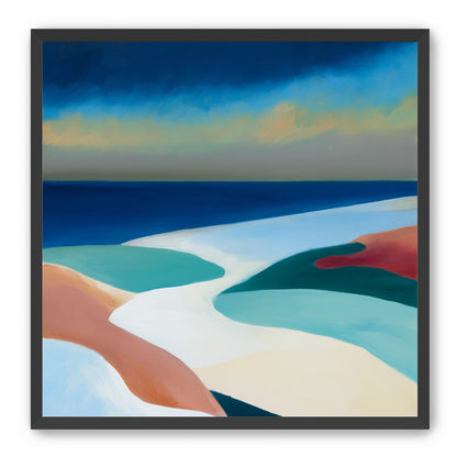 Sandbars under a heavy blue sky