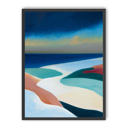 Sandbars under a heavy blue sky