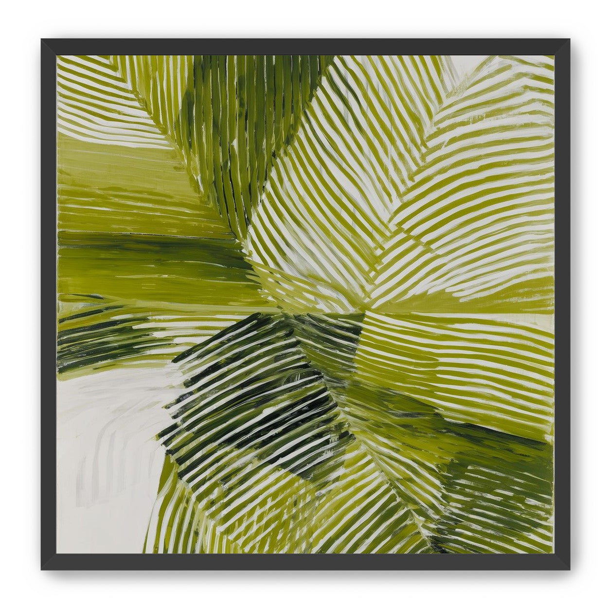 Green bands crossing white ground