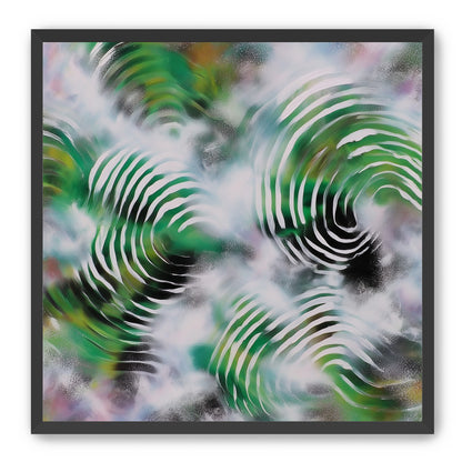 White haze over green spirals