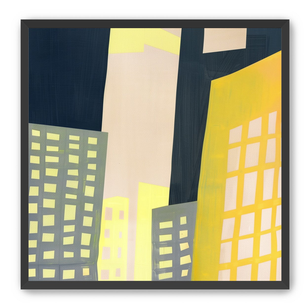Windows lit in the towers