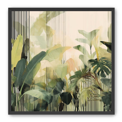 Green leaves in striped light