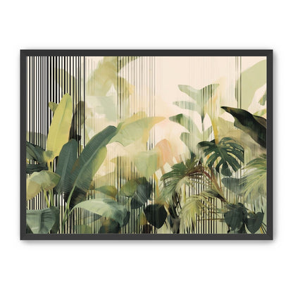 Green leaves in striped light
