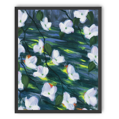 White blossoms on dark water