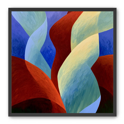 Red slips through cool blues