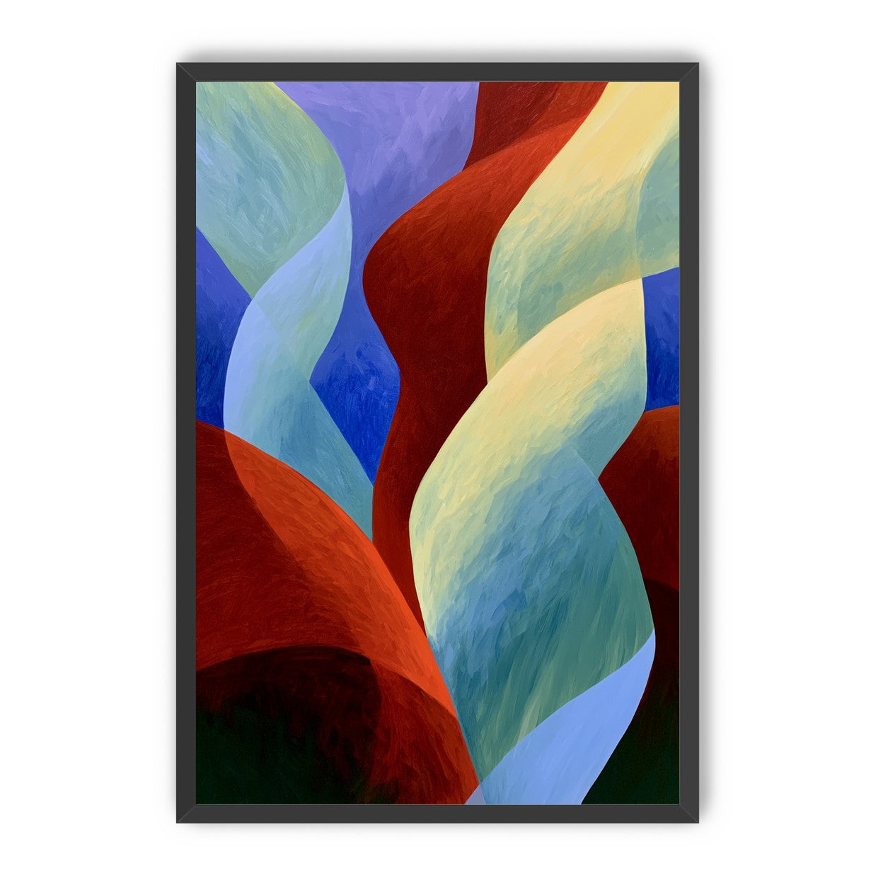 Red slips through cool blues