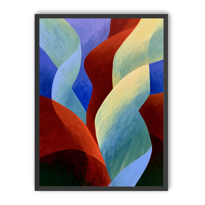 Red slips through cool blues