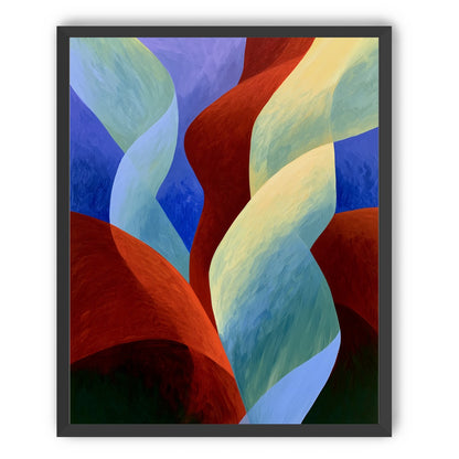 Red slips through cool blues
