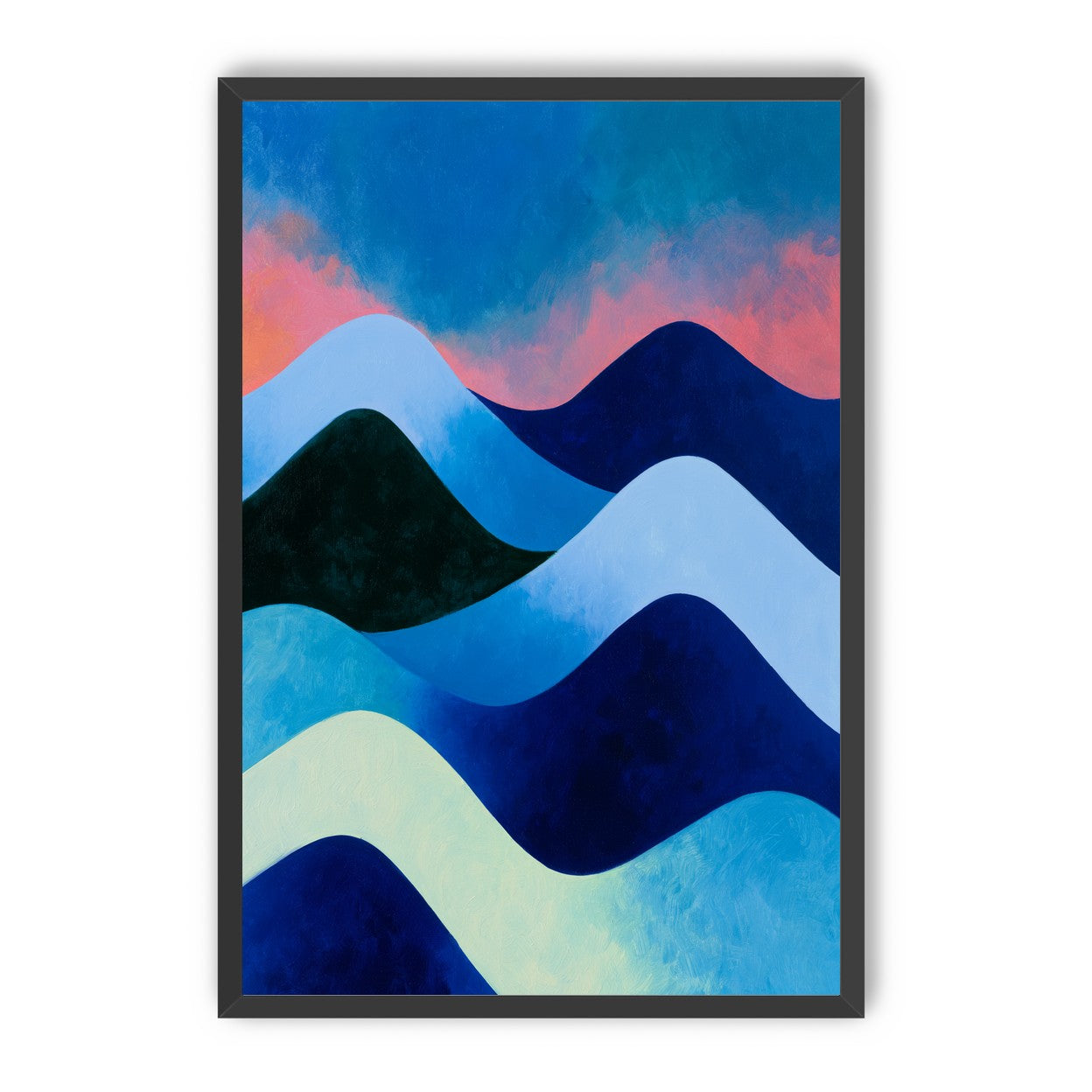Layered blue hills at dusk