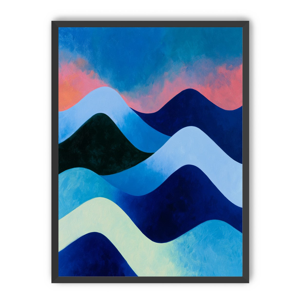 Layered blue hills at dusk
