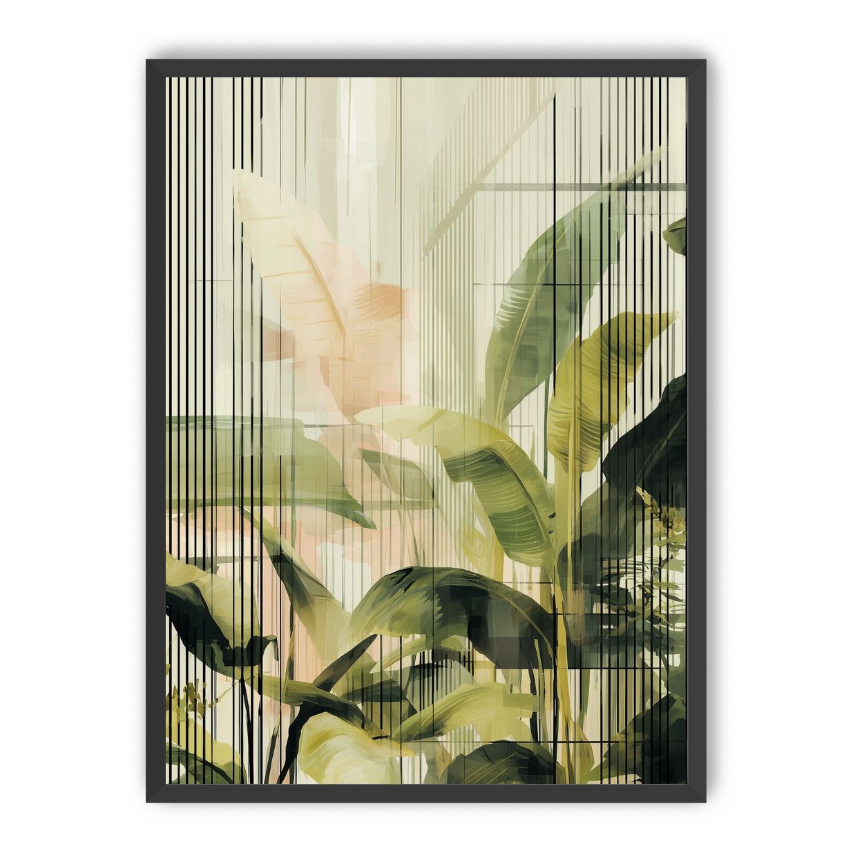 Green leaves in peach light