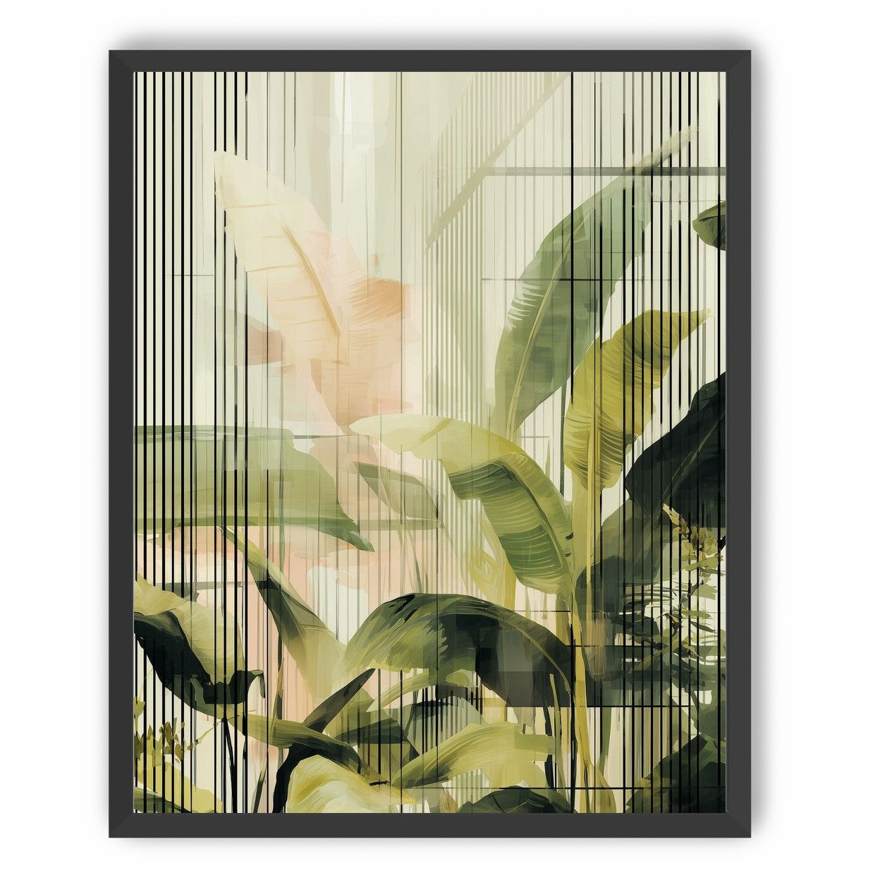 Green leaves in peach light