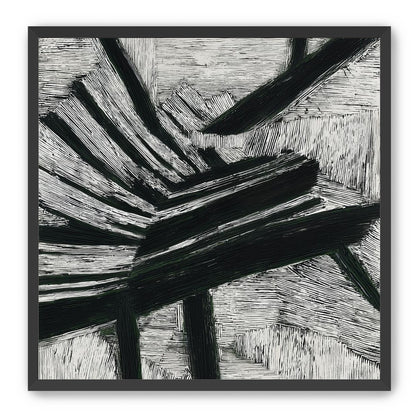 Black cuts through white grain