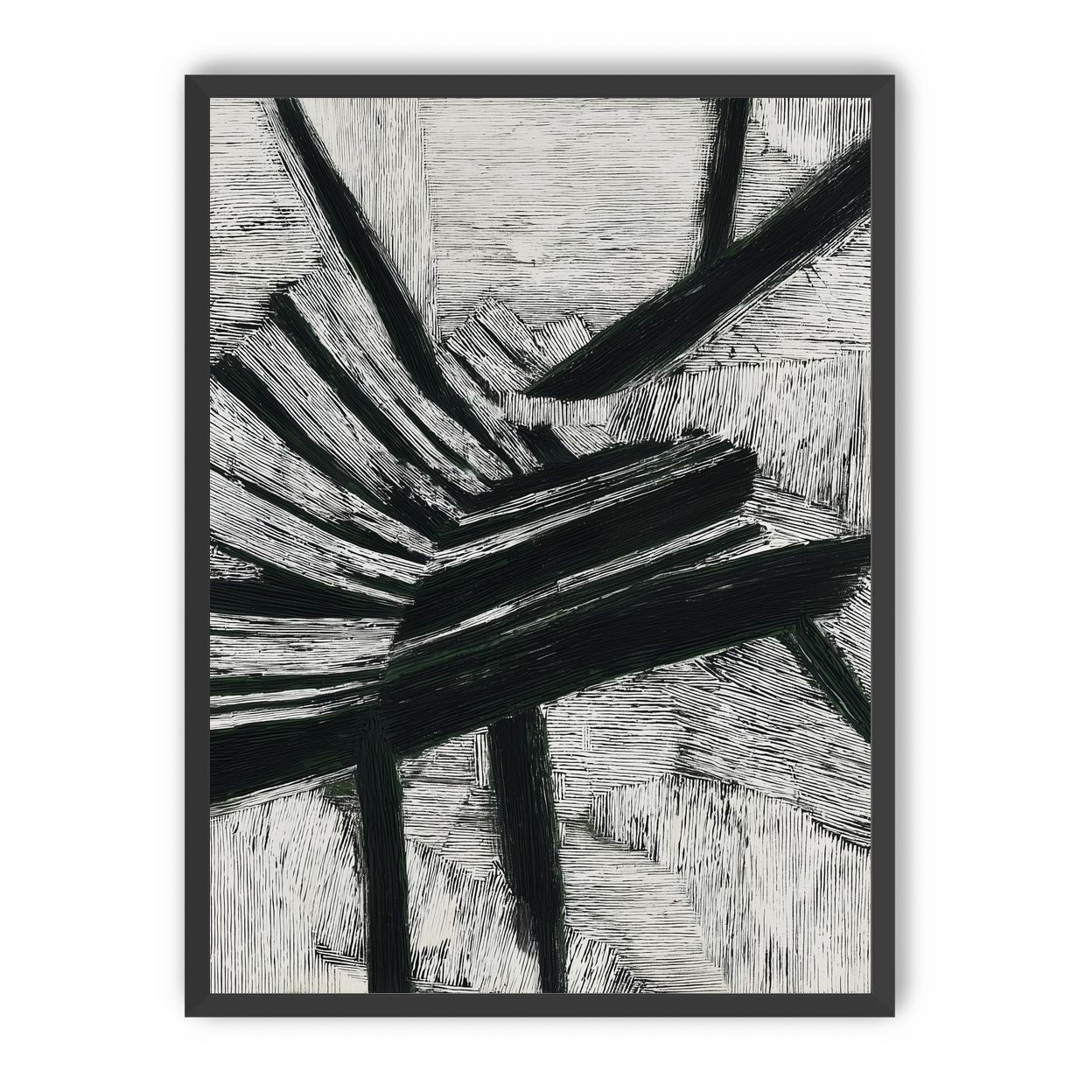 Black cuts through white grain