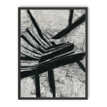 Black cuts through white grain