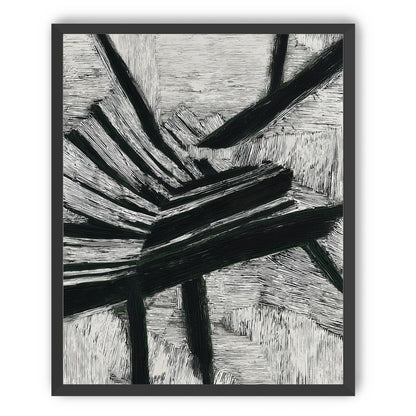 Black cuts through white grain
