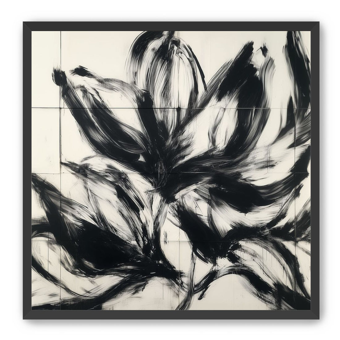 Black petals on pale grid