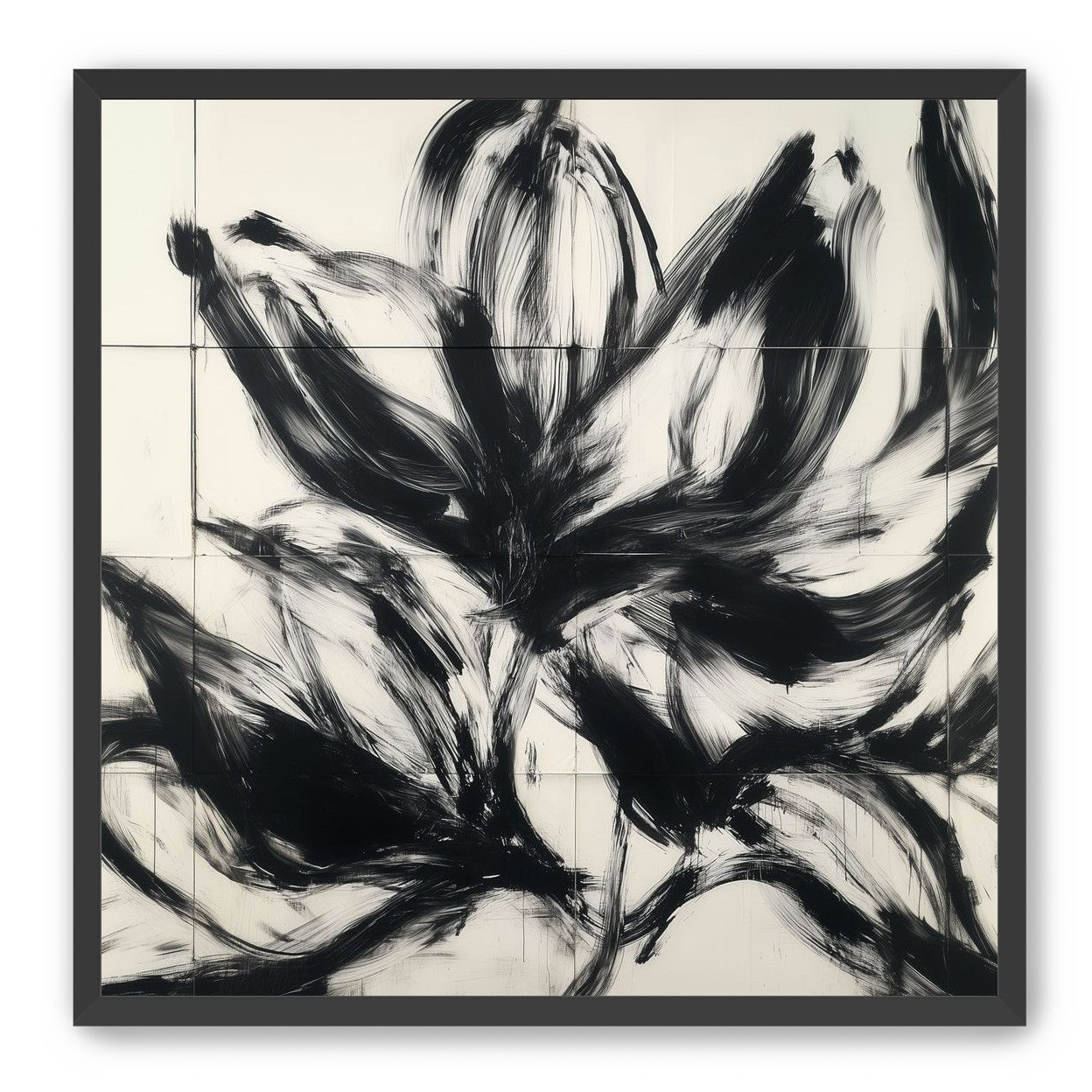 Black petals on pale grid