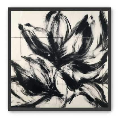 Black petals on pale grid