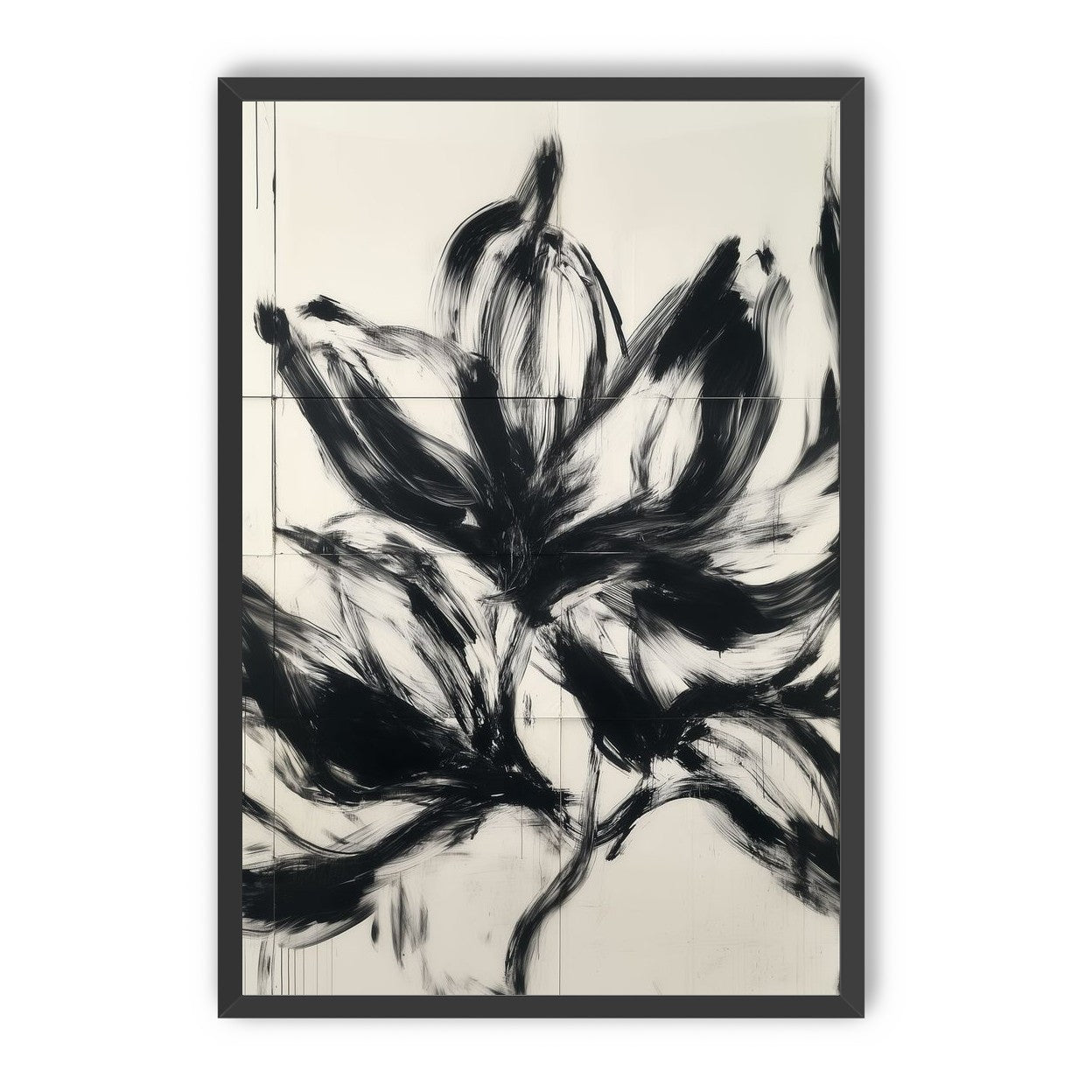 Black petals on pale grid