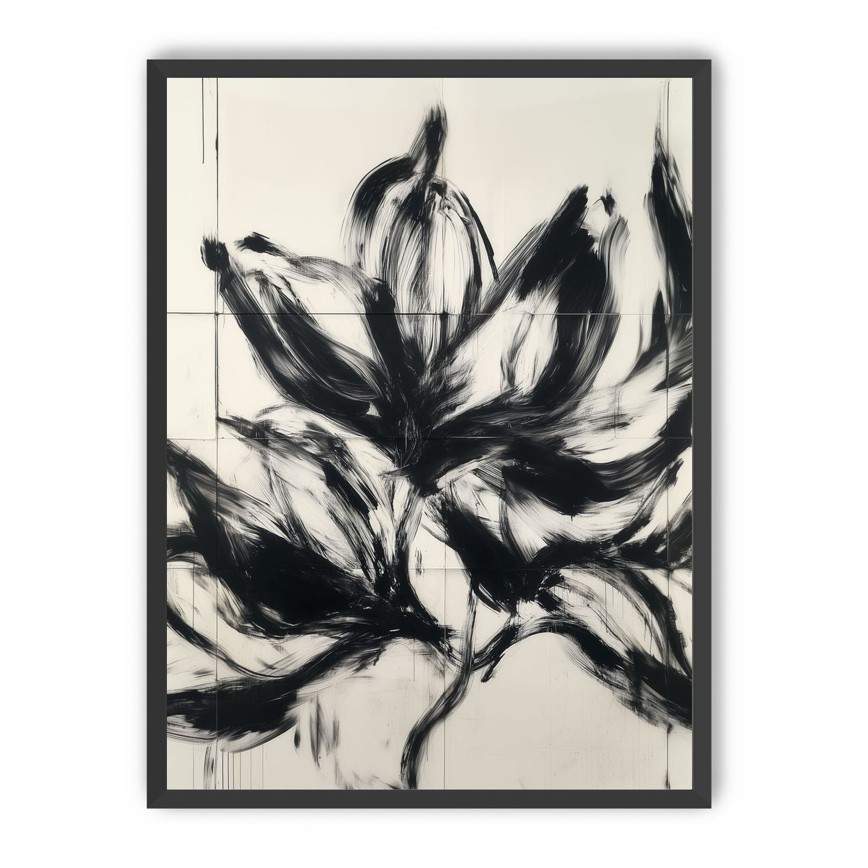 Black petals on pale grid