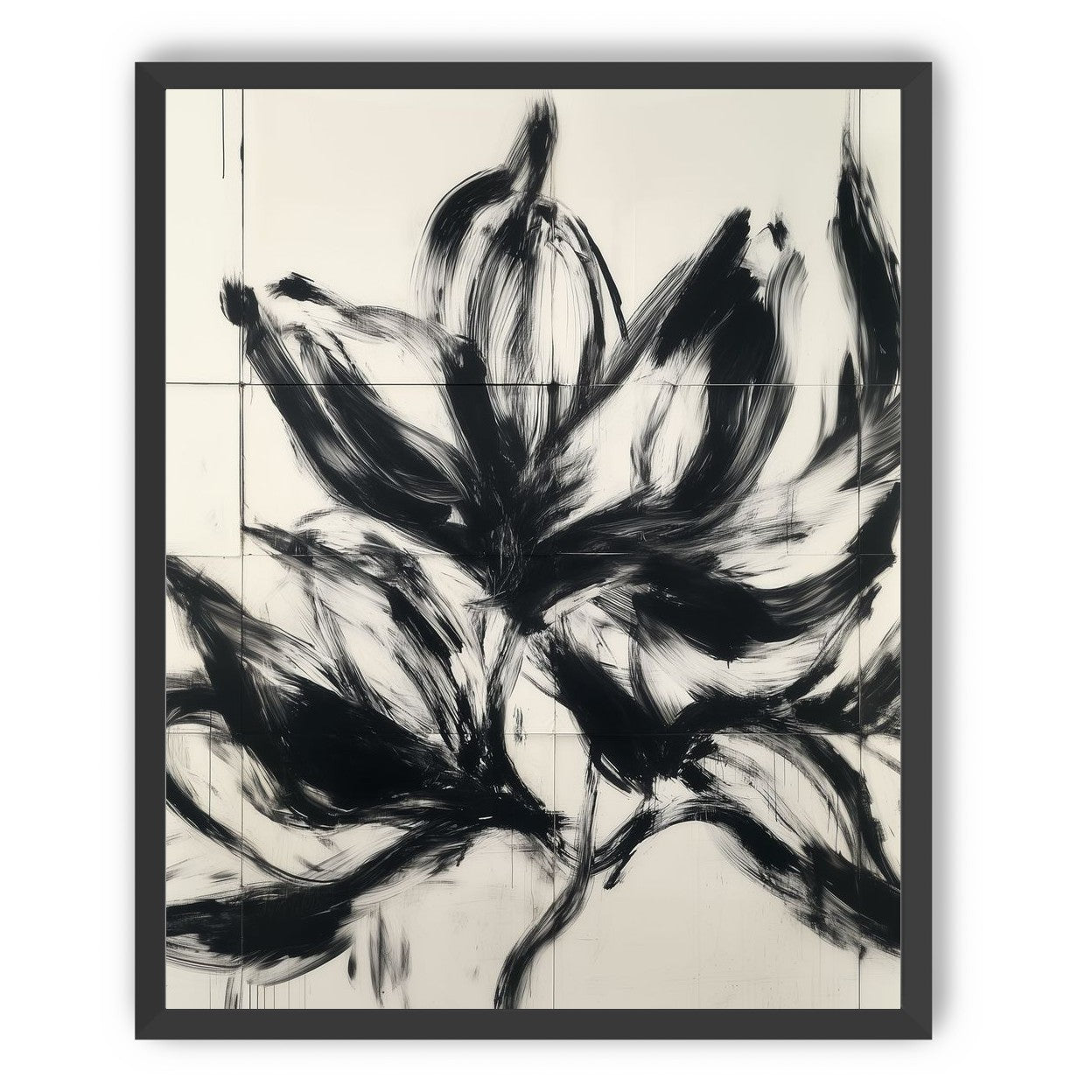 Black petals on pale grid